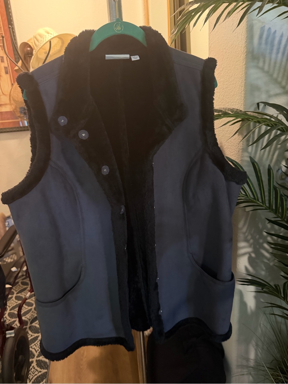 Faux Shearling Reversible Vest in Grey and Black